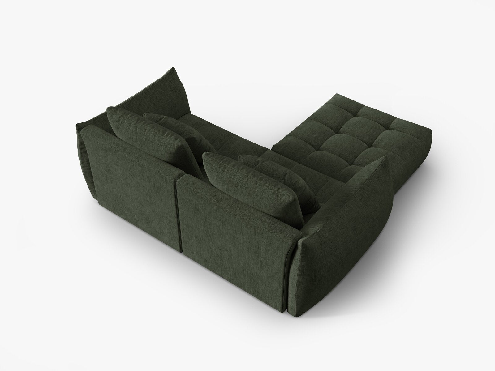 Micadoni Ecksofa Bloom 3-Sitzer Strukturierter Stoff Wind Moosgrün
