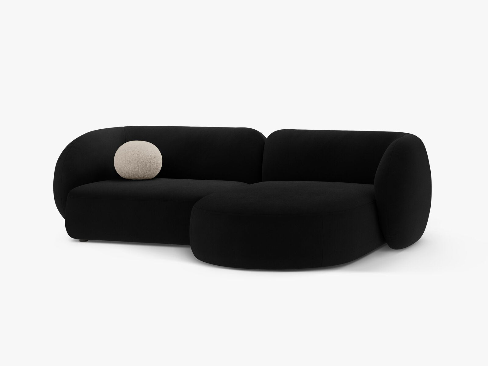Micadoni Ecksofa Kate 2-Sitzer Rechts Samt Salvador Schwarz
