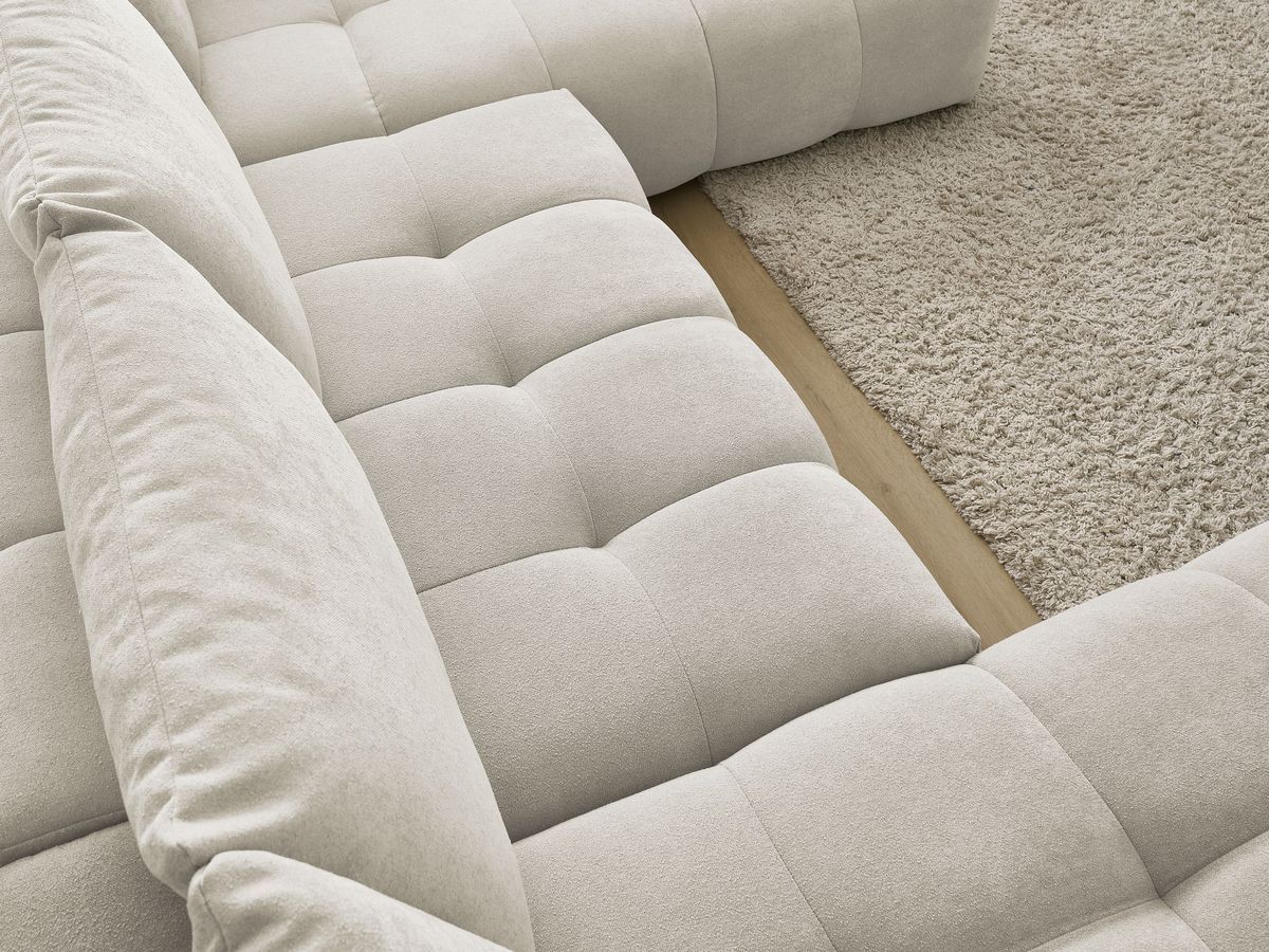 Bobochic Everest Wohnlandschaft, 6 Kissen Strukturstoff Beige Ecke links