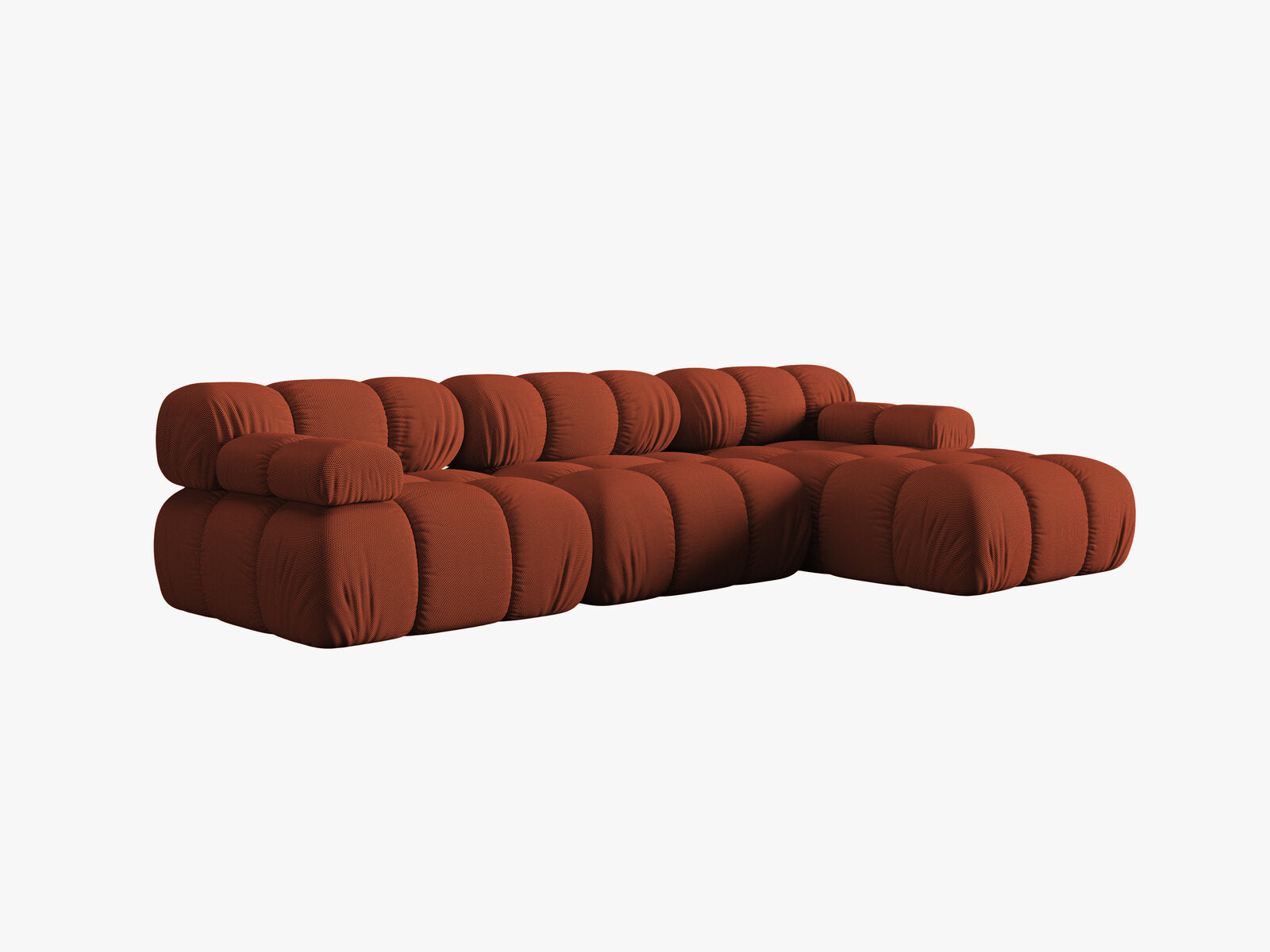 Micadoni Modulares Ecksofa Bellis 4-Sitzer Rechts 3D-Stoff Sonic Ziegel