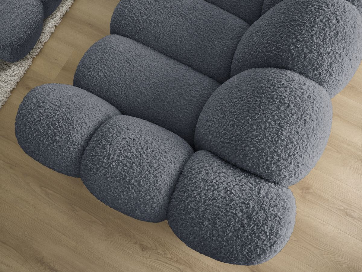 Bobochic Hippolyte Sofa 3-Sitzer mit Pouf Bouclé-Stoff Dunkelgrau