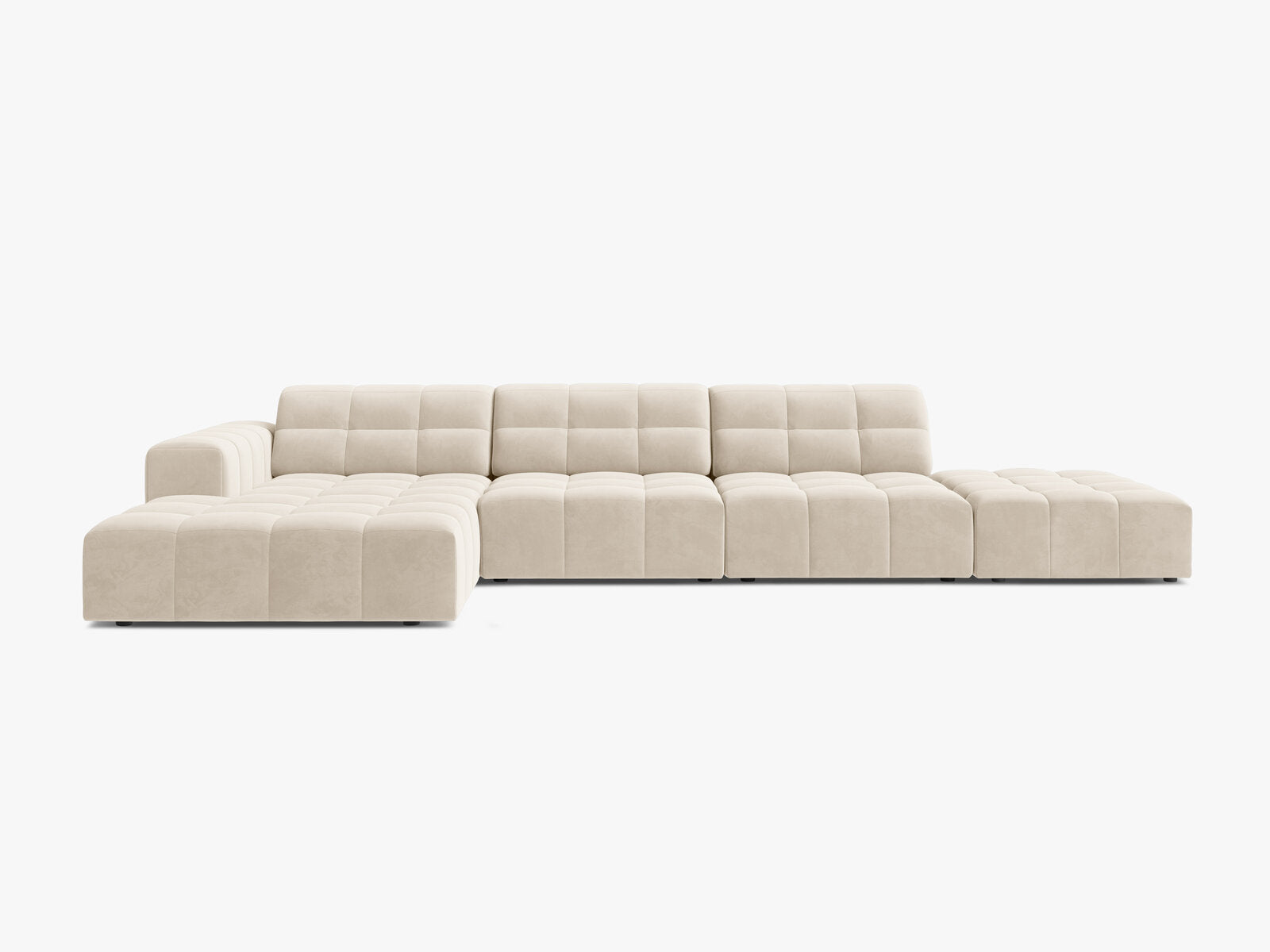 Micadoni Ecksofa Jennifer 5-Sitzer Links Samt Bluvel Helles Beige
