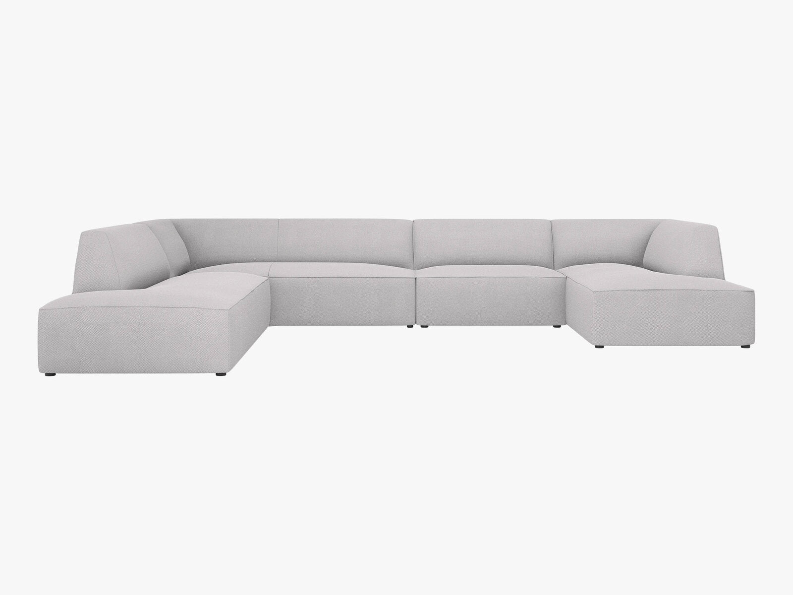 Micadoni Panorama-Ecksofa Ruby 7-Sitzer Links Strukturierter Stoff Ottawa Hellgrau