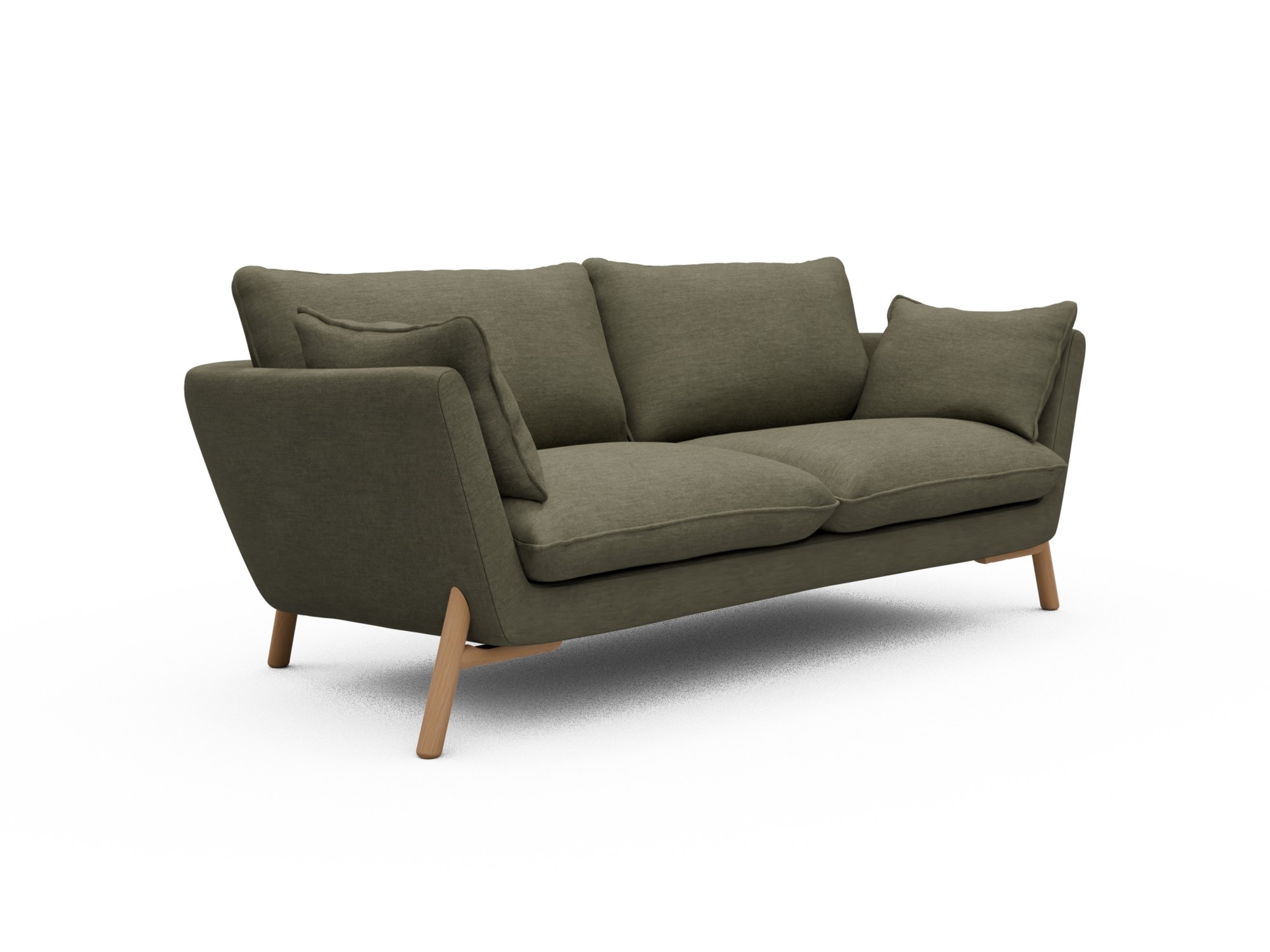 Skandi Home Sofa Emil 2-Sitzer Beinfarbe Eiche Natur Vivus-Dusty-Olive moebelfaktor