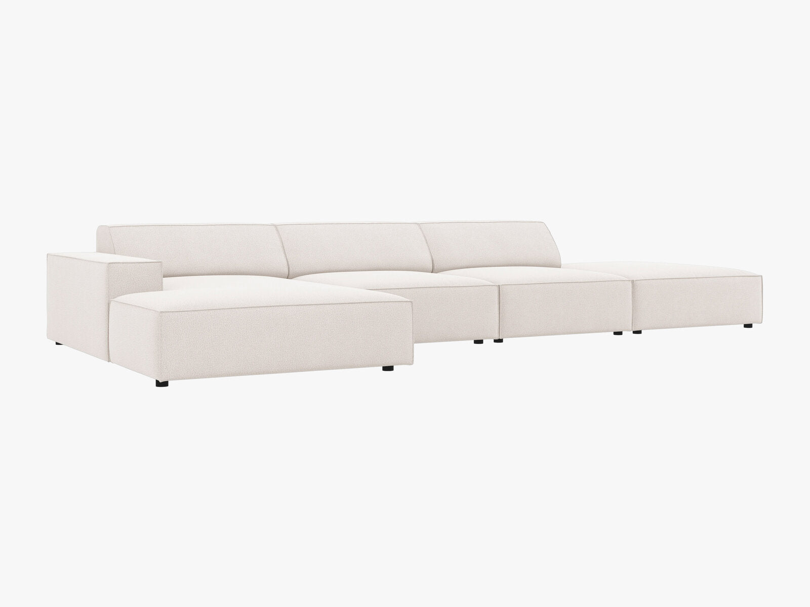 Micadoni Ecksofa Jodie 5-Sitzer Links Strukturierter Stoff Megan Helles Beige