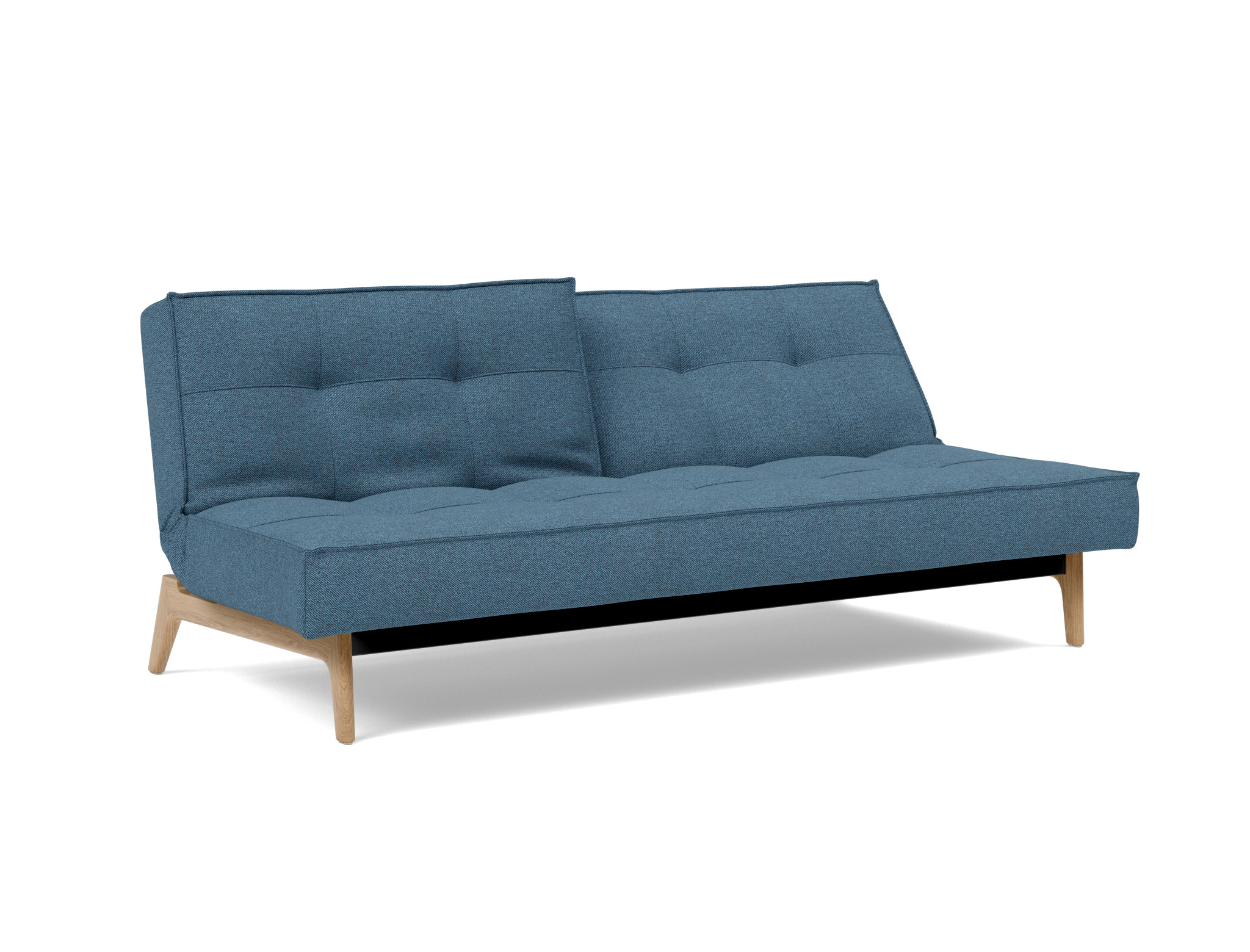 Schlafsofa Splitback Strukturierter Stoff Weda 302-Weda-Blue Beine Eiche