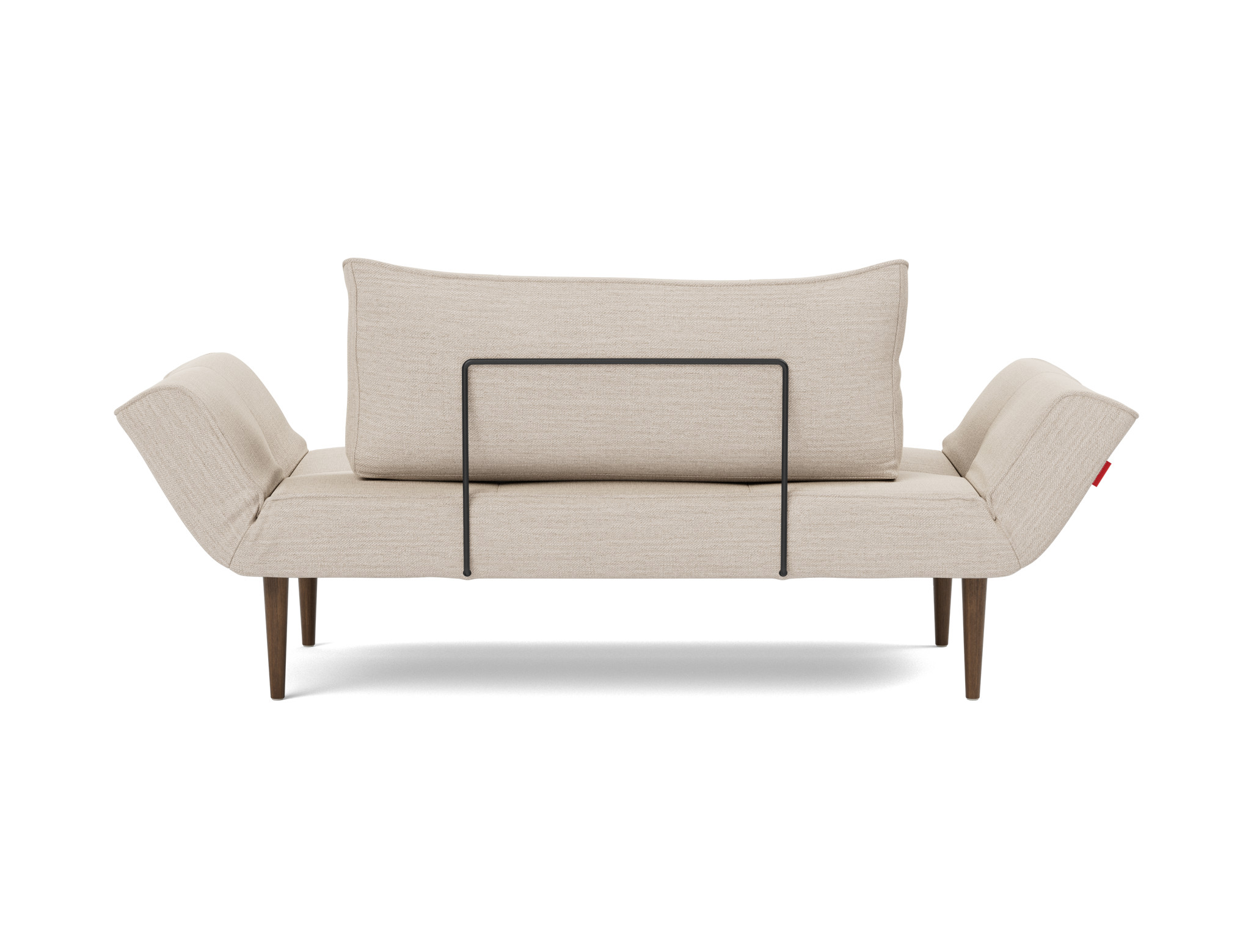 Tagesbett Zeal Webstoff Blida 612-Sand-Grey Beine Styletto Eiche dunkel