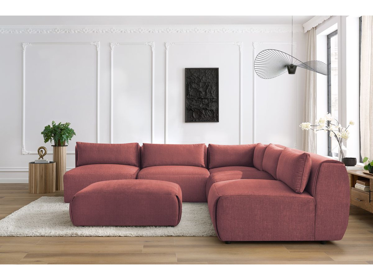 Bobochic Jeanne Ecksofa mit Pouf Samt Orange