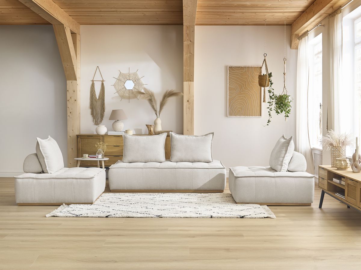Bobochic Elisa Ecksofa Strukturstoff Weiß