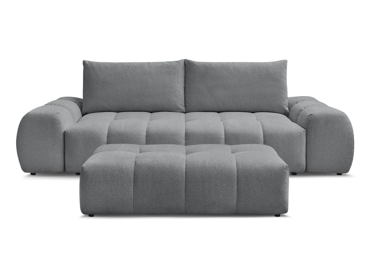 Bobochic Everest Sofa 3-Sitzer mit Pouf, 2 Kissen Melange-Stoff Dunkelgrau
