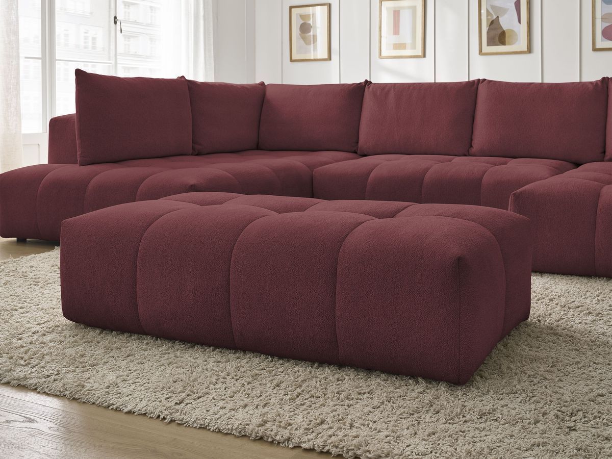 Bobochic Everest Wohnlandschaft mit Pouf, 6 Kissen Melange-Stoff Rot Ecke rechts