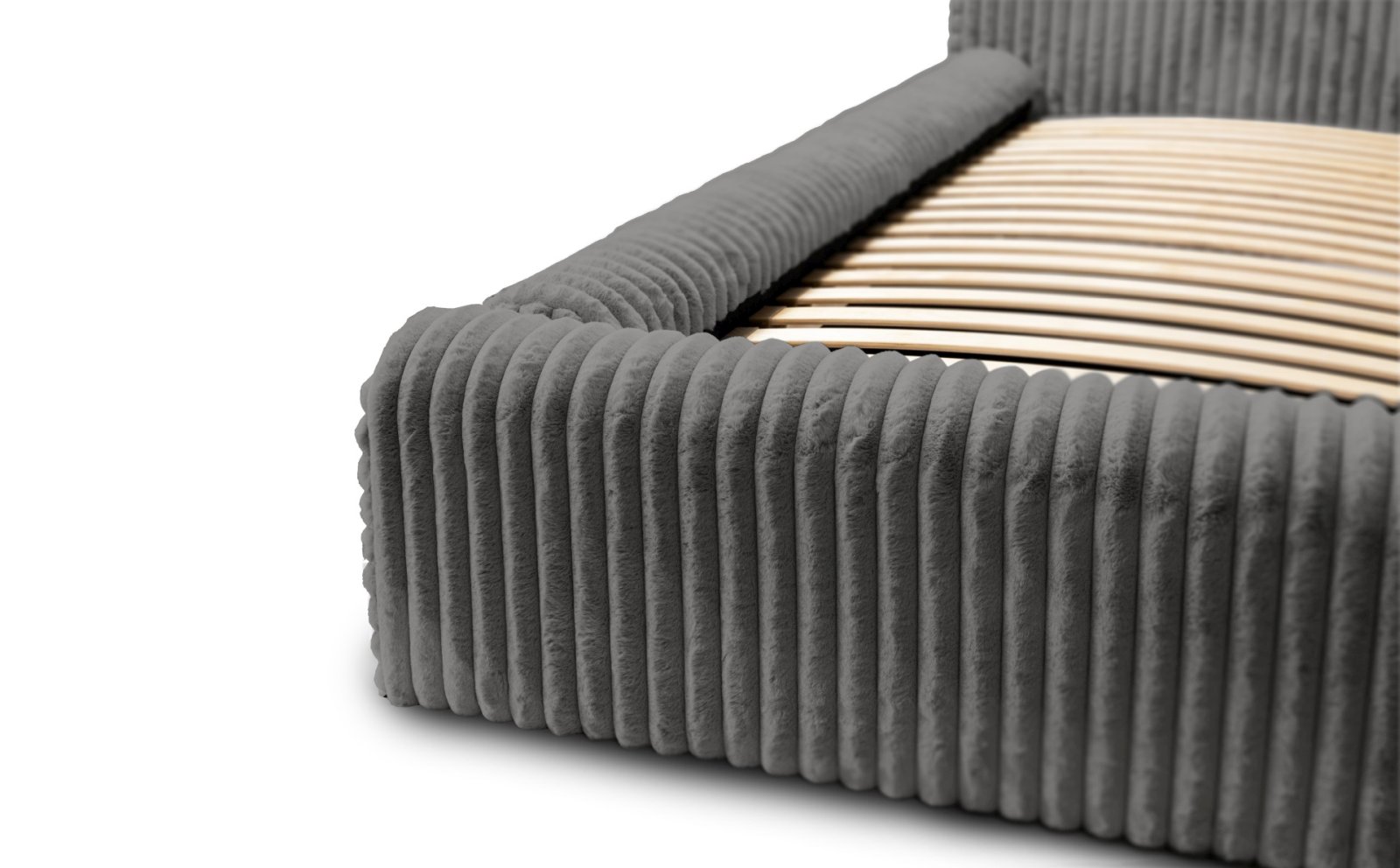 Polsterbett Miloa Softcord mit Fellstruktur 180x200 mit Holzrahmen Vito 16