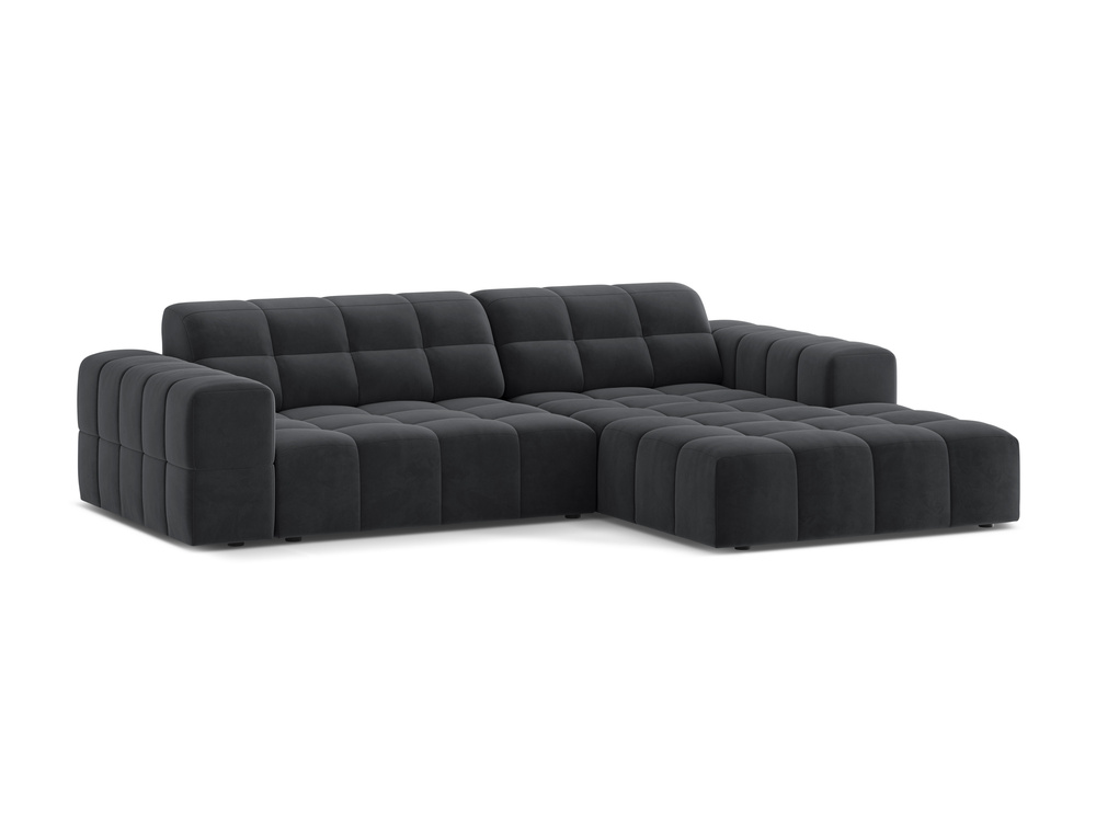 Cosmopolitan Design Ecksofa Chicago 3-Sitzer Samt Bluvel Grau Rechts