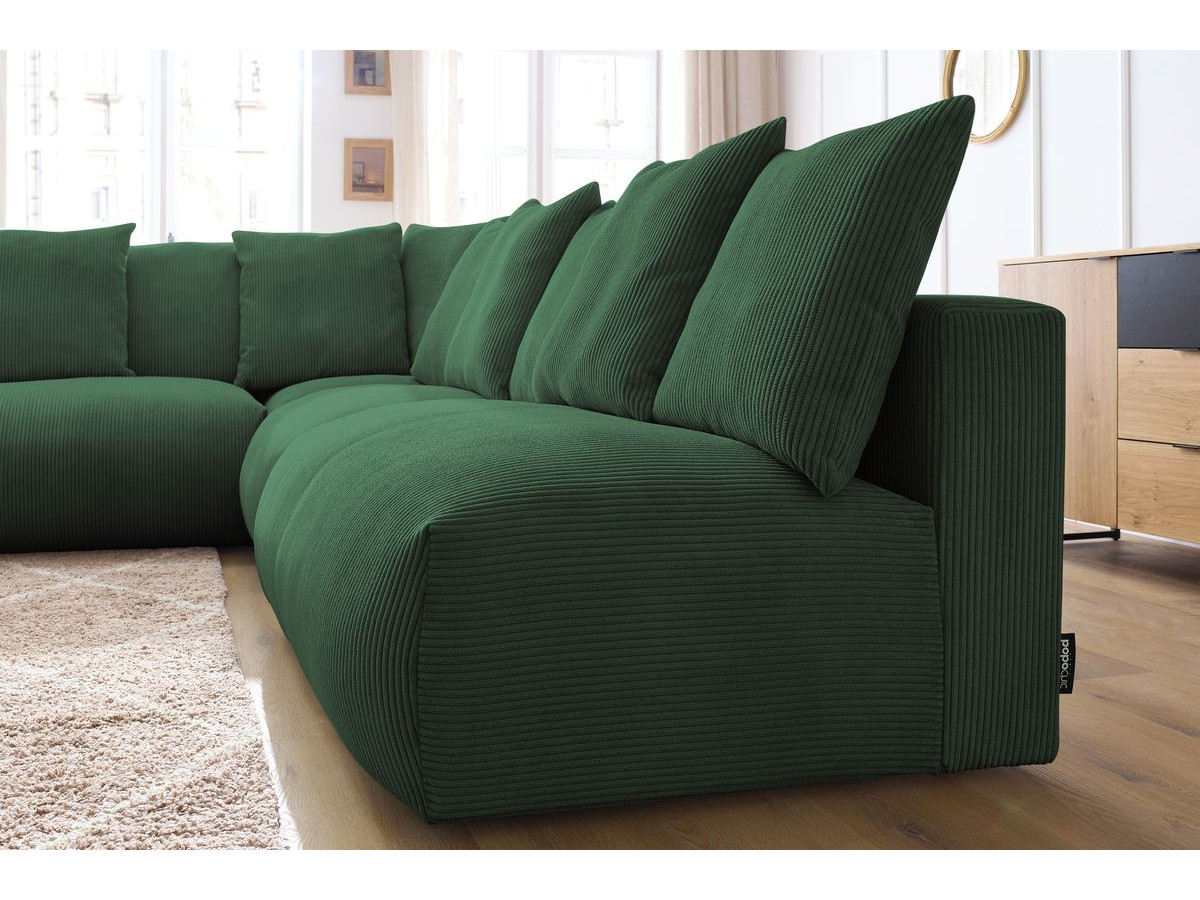 Bobochic Voltaire Ecksofa 322 × 268 cm Cordsamt Grün Ecke links