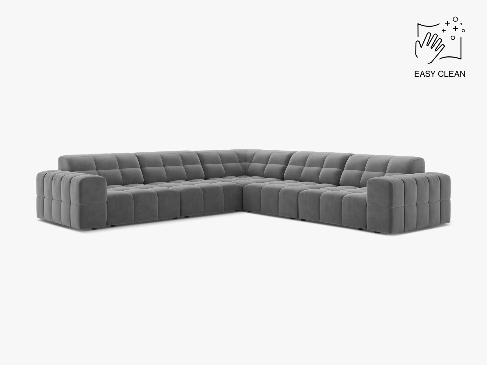 Micadoni Jennifer Modulares Ecksofa 7-Sitzer Samt Venus Hellgrau