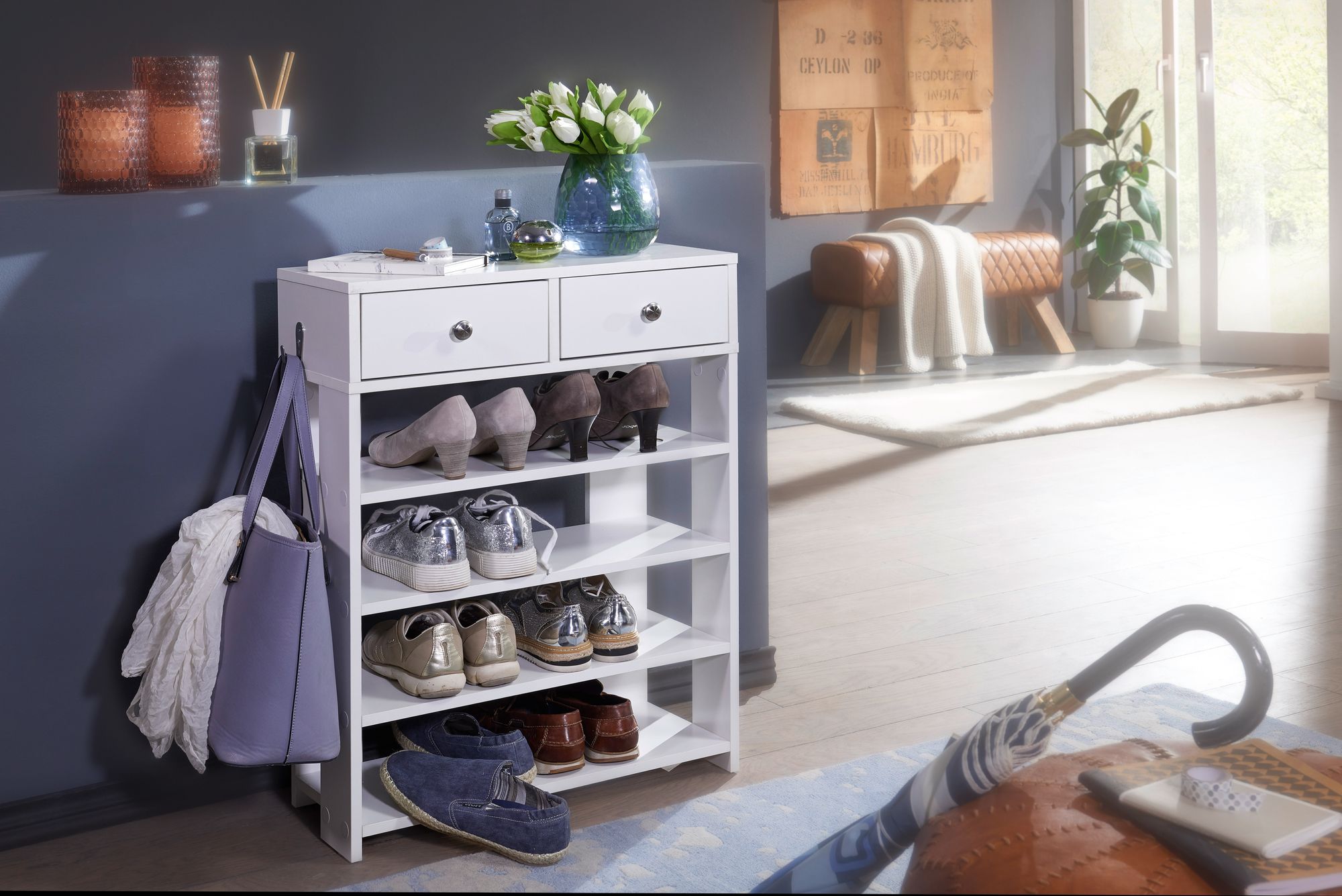 Schuhregal Suldrup Weiß 60 × 24 × 79 cm