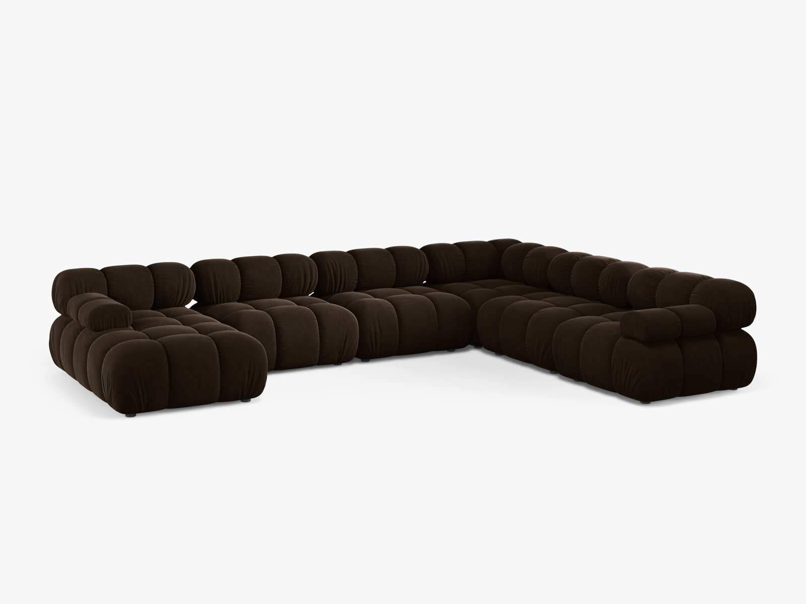 Micadoni Modulares Panorama Ecksofa Bellis 8-Sitzer Rechts Samt Bluvel Dunkelbraun