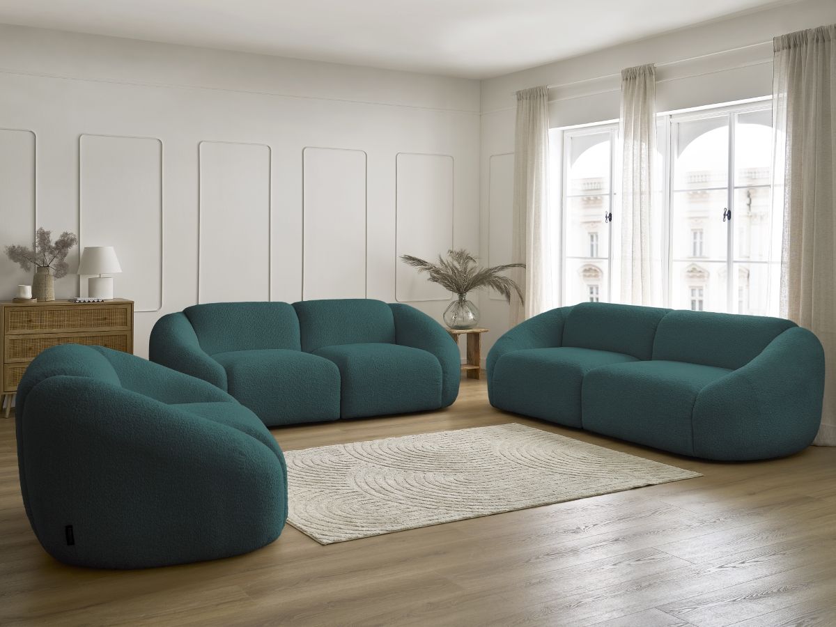 Bobochic Tina Sofa 6-Sitzer Bouclé-Stoff Hellblau