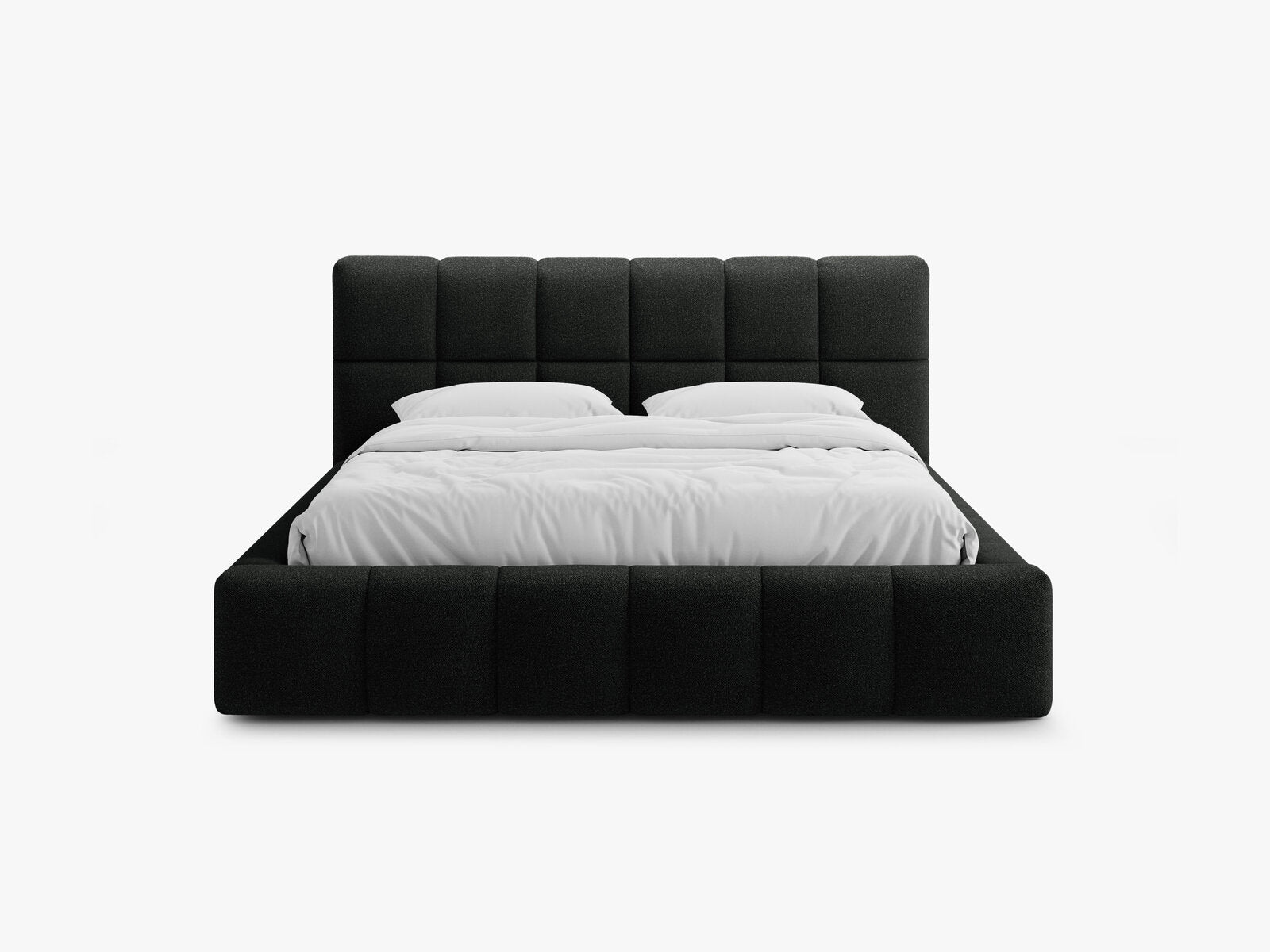 Micadoni Stauraumbett mit Kopfteil Bellis Boucle Baloo Schwarz