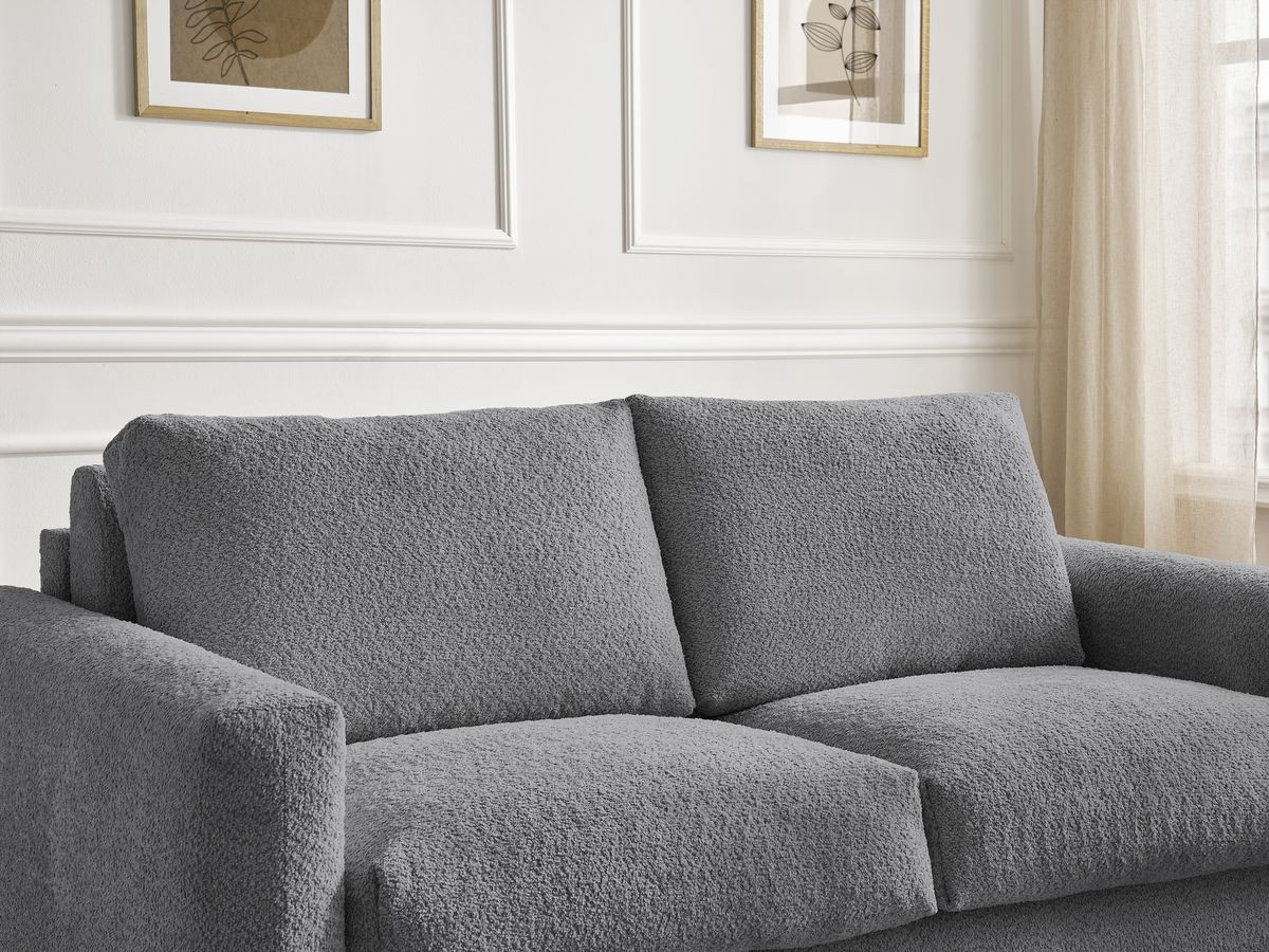 Bobochic Cocoone Schlafsofa 3-Sitzer Bouclé-Stoff Dunkelgrau, Liegefläche 140 × 200 cm