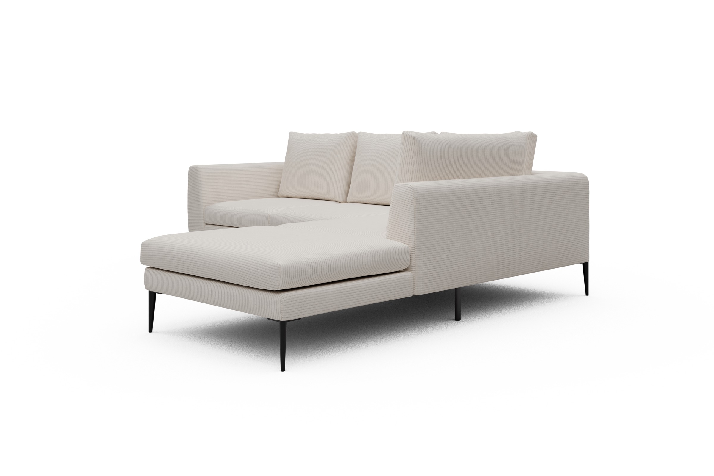 Ecksofa Paul Relax-Ecke rechts mit 2-Sitzer Corduroy-Ivory