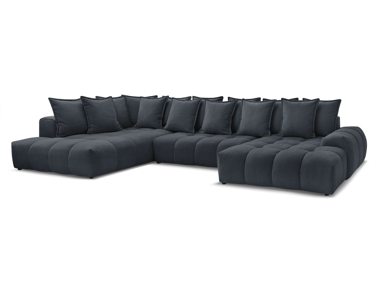 Bobochic Everest Wohnlandschaft, 14 Kissen Strukturstoff Dunkelblau Ecke rechts