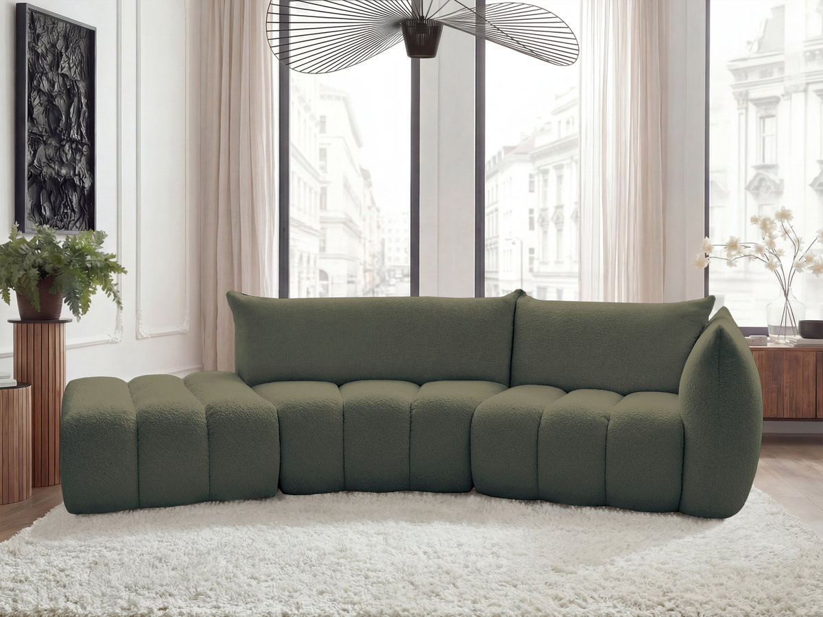 Bobochic Azra Ecksofa 325 × 112 cm Bouclé-Stoff Grün Ecke rechts
