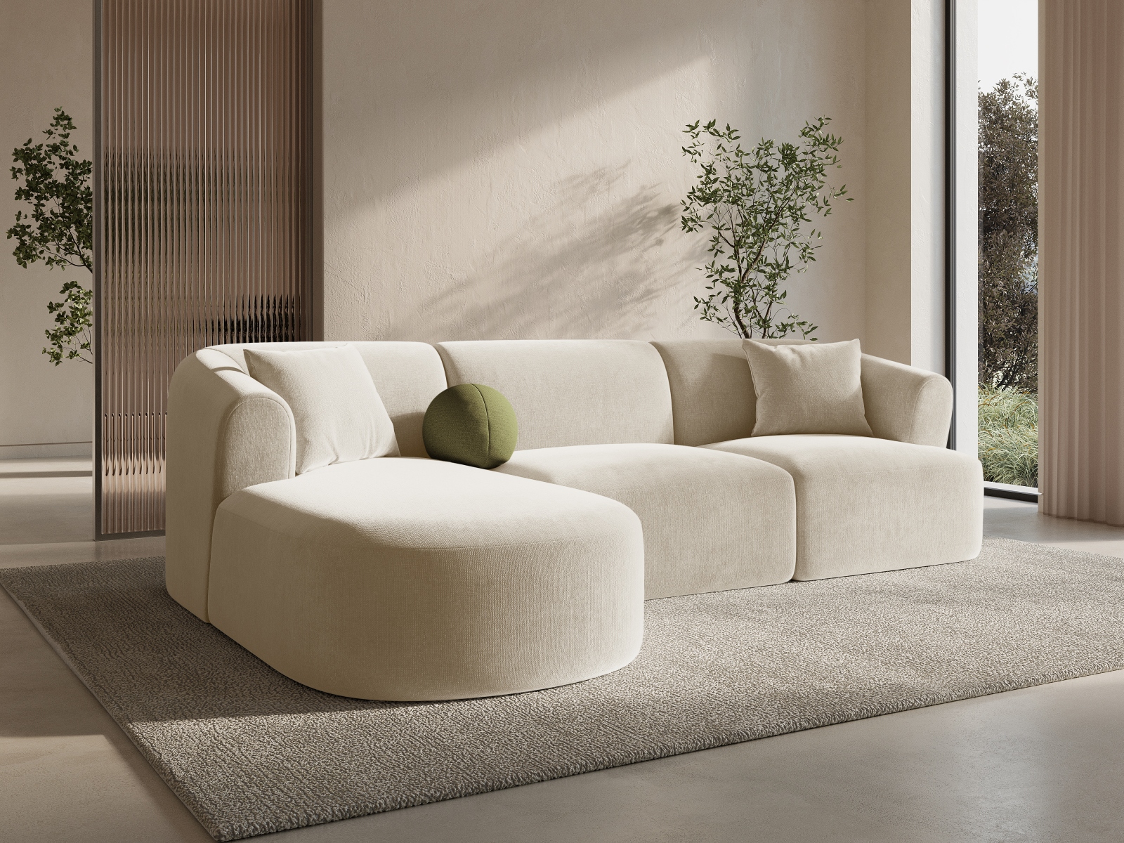 Cosmopolitan Design Ecksofa Campi 4-Sitzer Samt Vogue Helles Beige Links