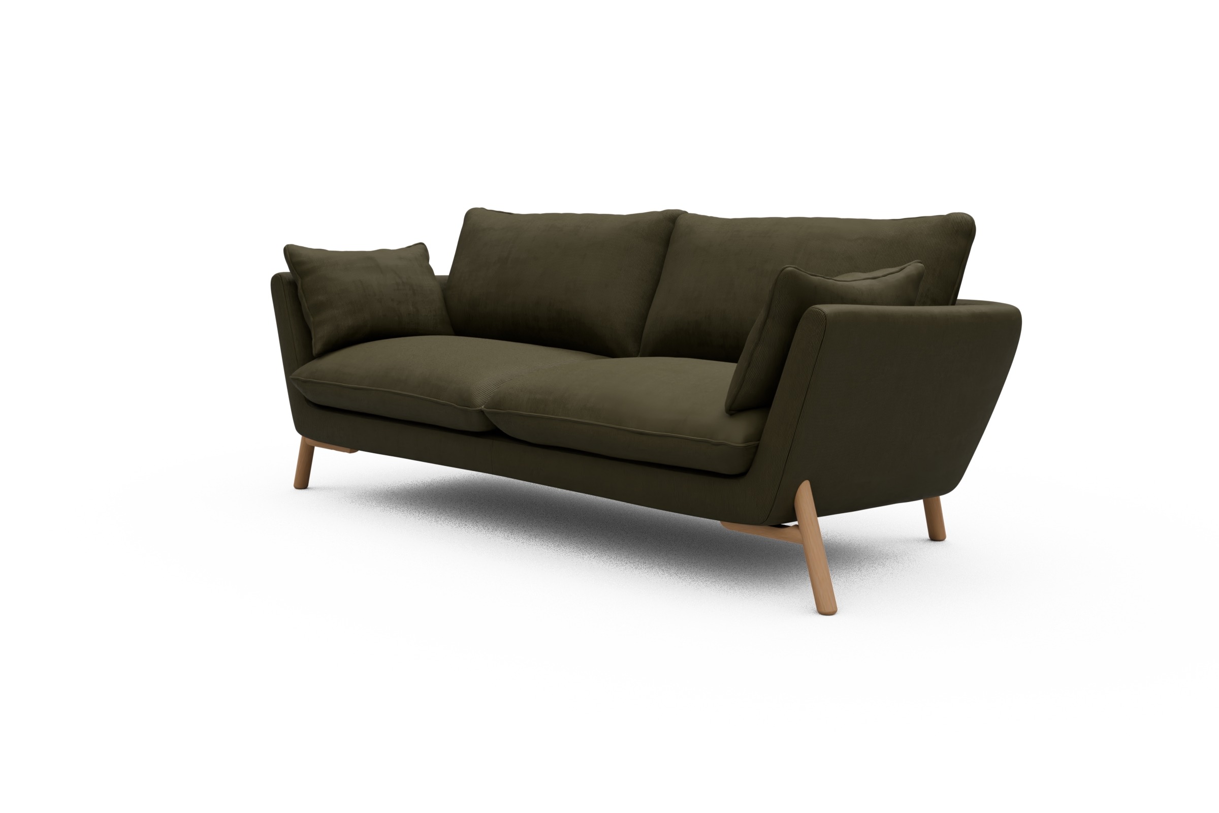 Sofa Emil 3-Sitzer Beinfarbe Eiche Natur Cordufine-Pine-Green
