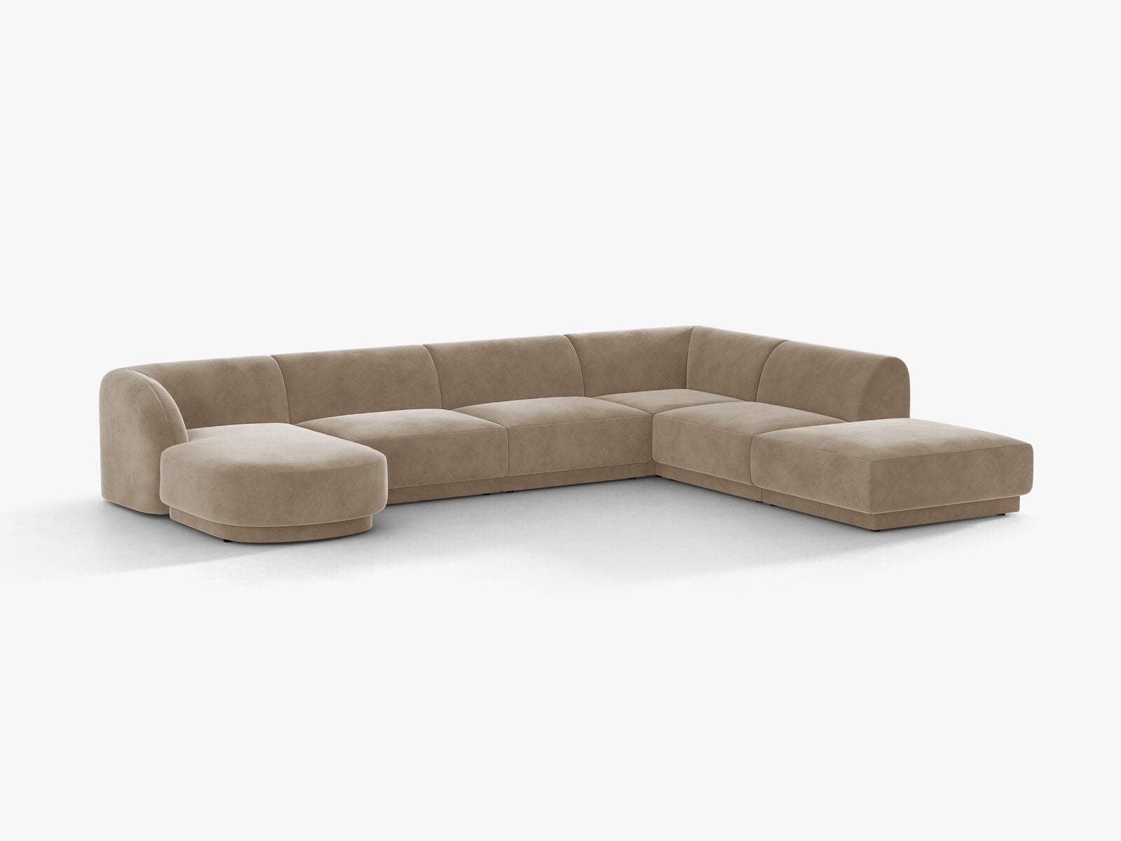 Micadoni Panorama-Ecksofa Miley 6-Sitzer Rechts Samt Bluvel Cappuccino