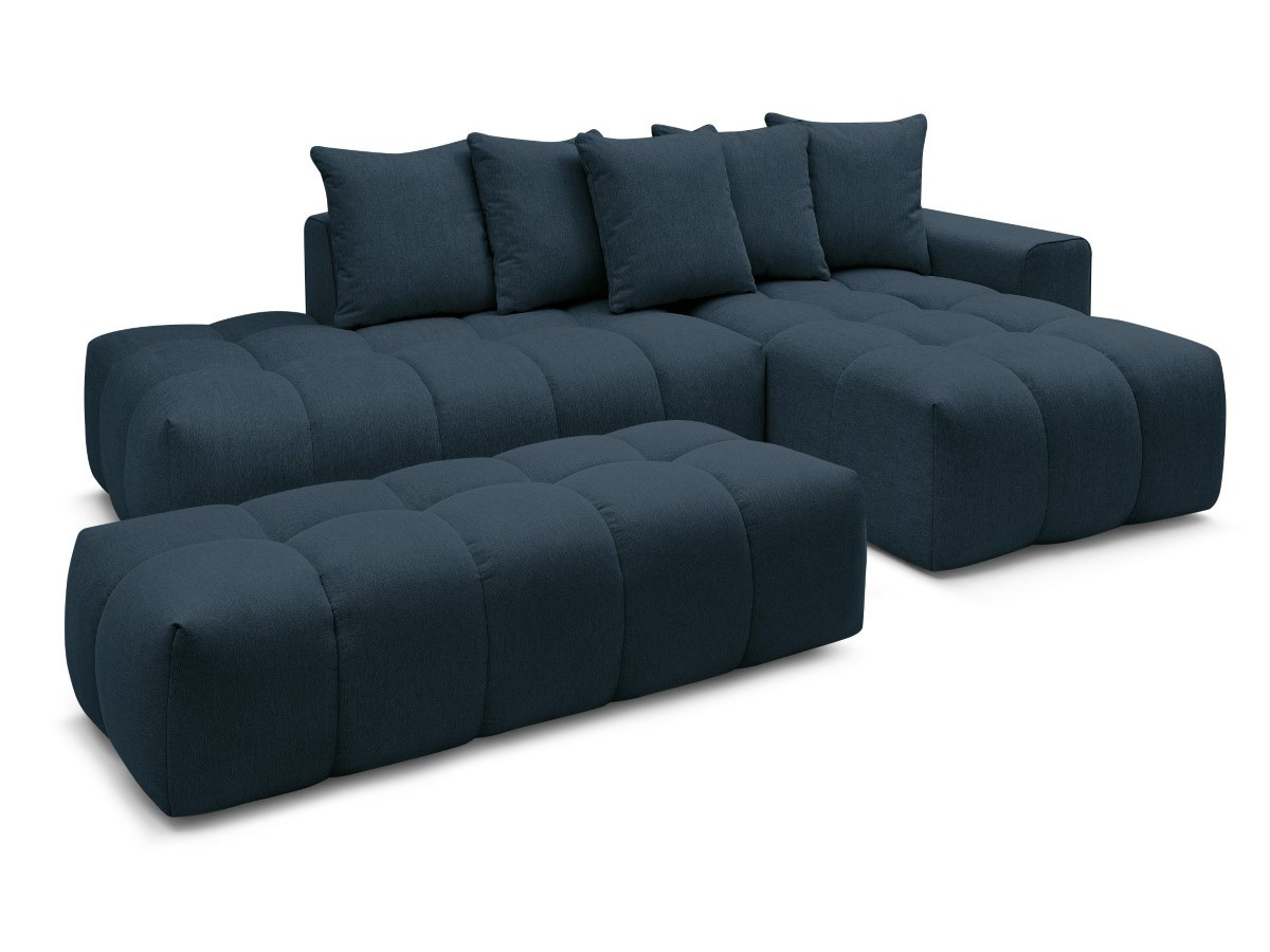 Bobochic Mont-blanc Ecksofa mit Pouf Melange-Stoff Dunkelblau Ecke rechts