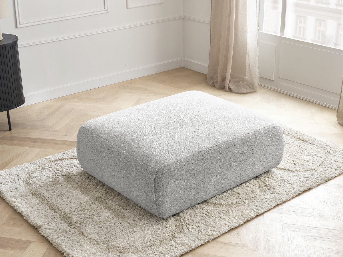 Bobochic Jana Pouf 94 × 114 cm Melange-Stoff Hellgrau