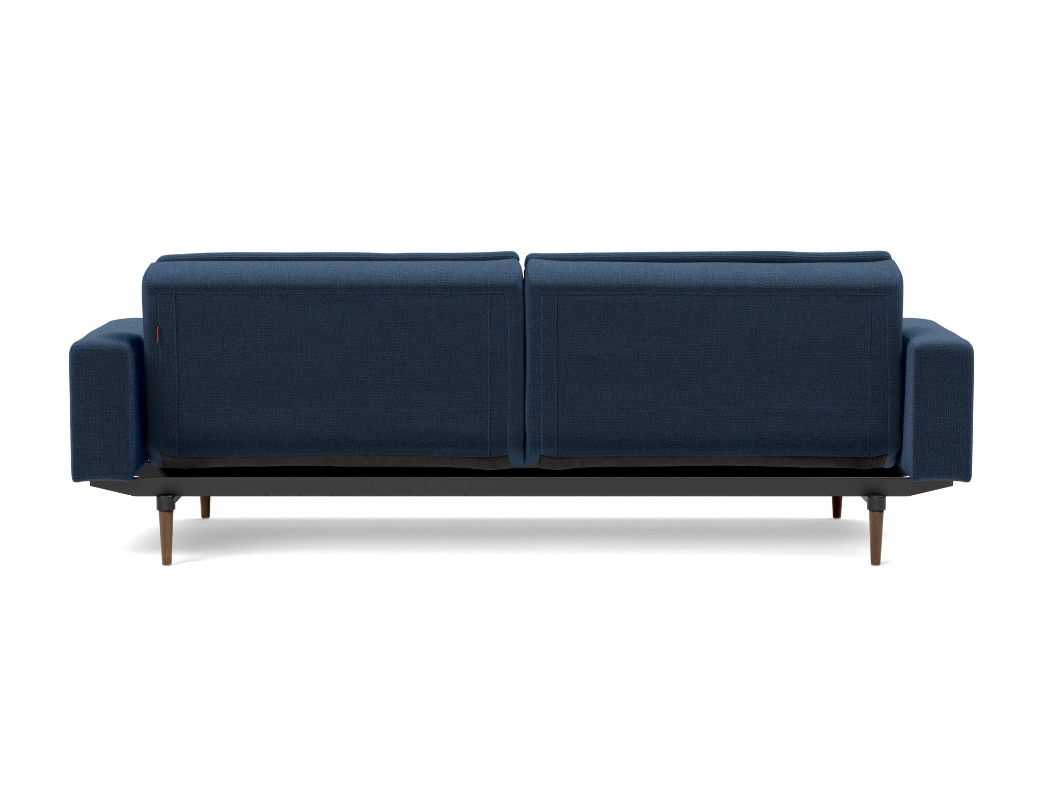 Schlafsofa Dublexo mit Armlehnen Chenille Esina 414-Indigo-Blue Beine Styletto Eiche dunkel