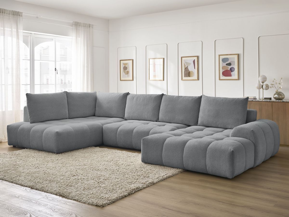 Bobochic Everest Wohnlandschaft, 6 Kissen Melange-Stoff Dunkelgrau Ecke rechts
