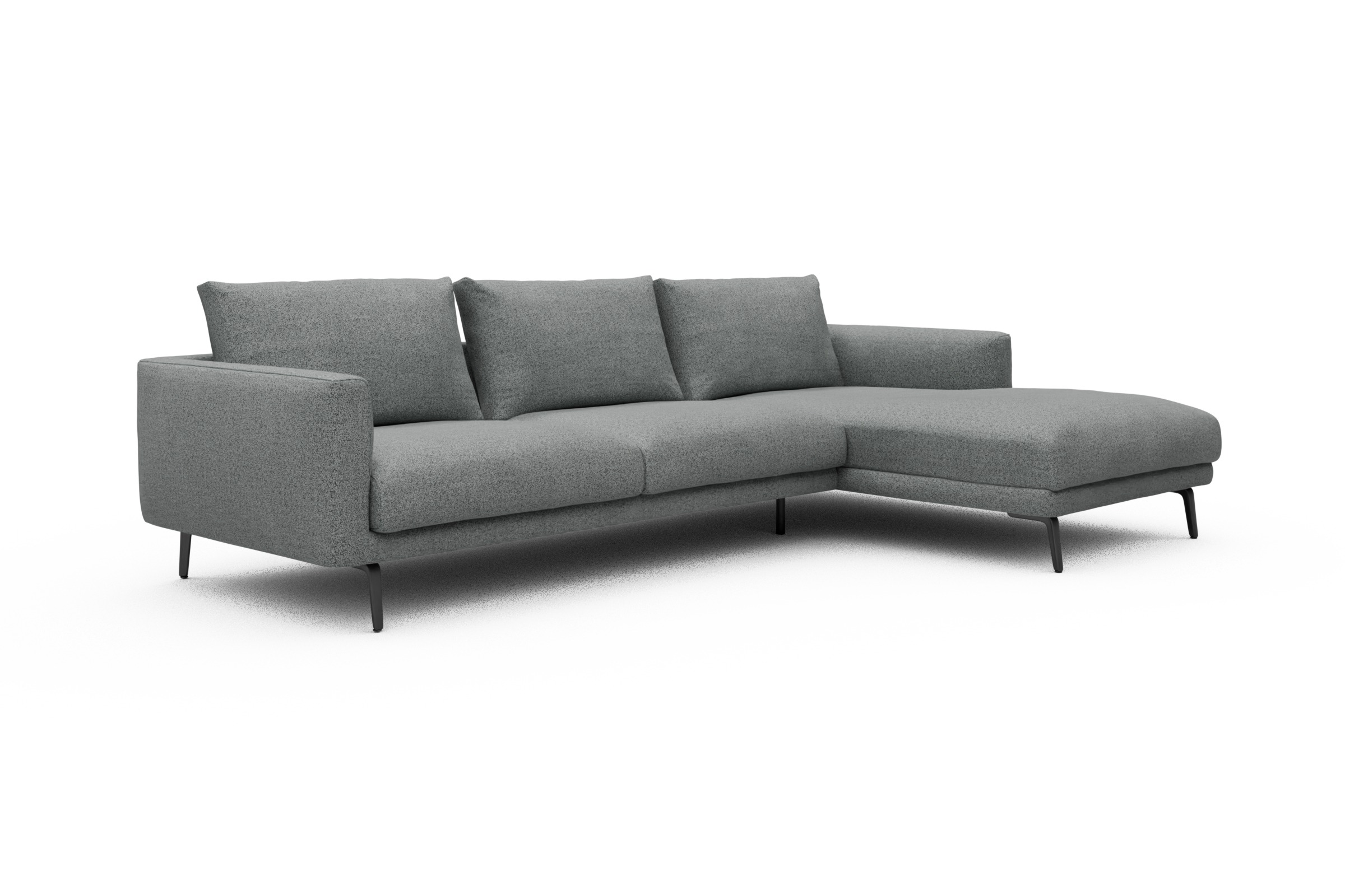 Ecksofa Karl Chaiselongue rechts mit 2,5-Sitzer Aivi-Gravet-Grey