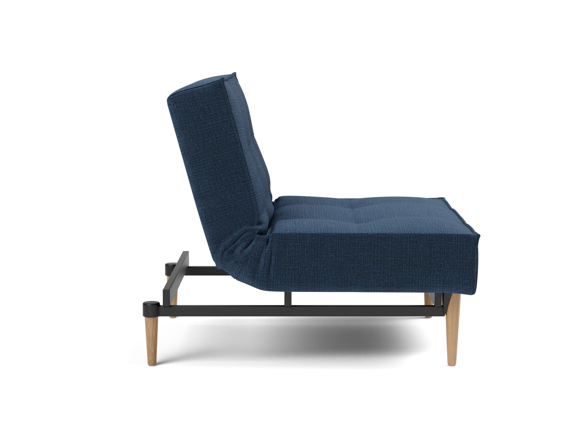 Sessel Splitback Chenille Esina 414-Indigo-Blue Beine Styletto Eiche hell