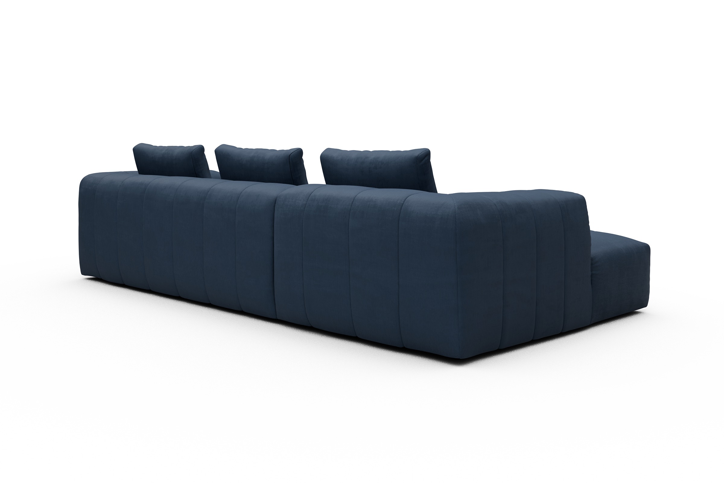 Ecksofa Hugo 2,5-Sitzer Armlehne rechts mit Chaiselongue Cordufine-Royal-Blue