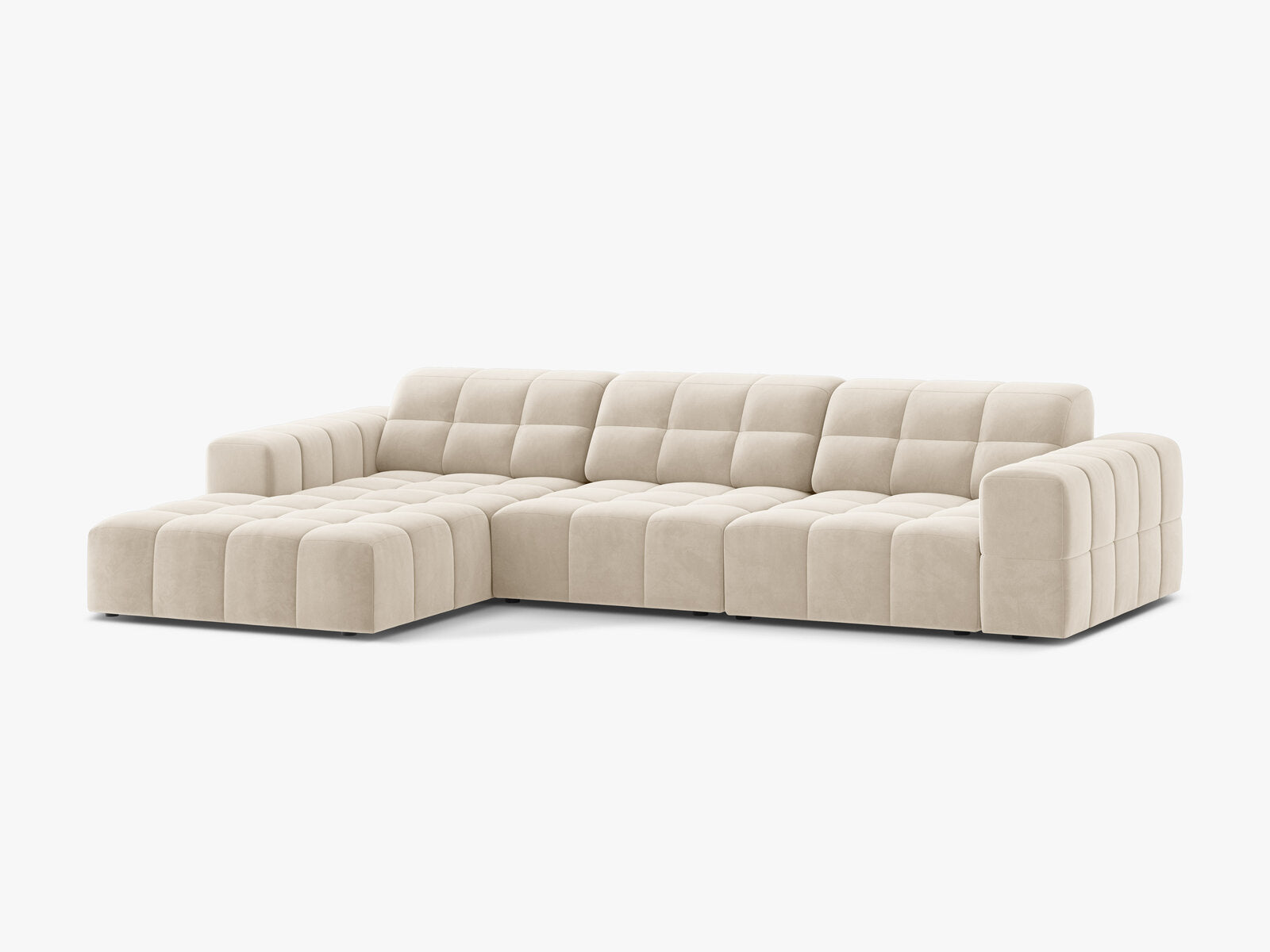 Micadoni Ecksofa Jennifer 4-Sitzer Links Samt Bluvel Helles Beige