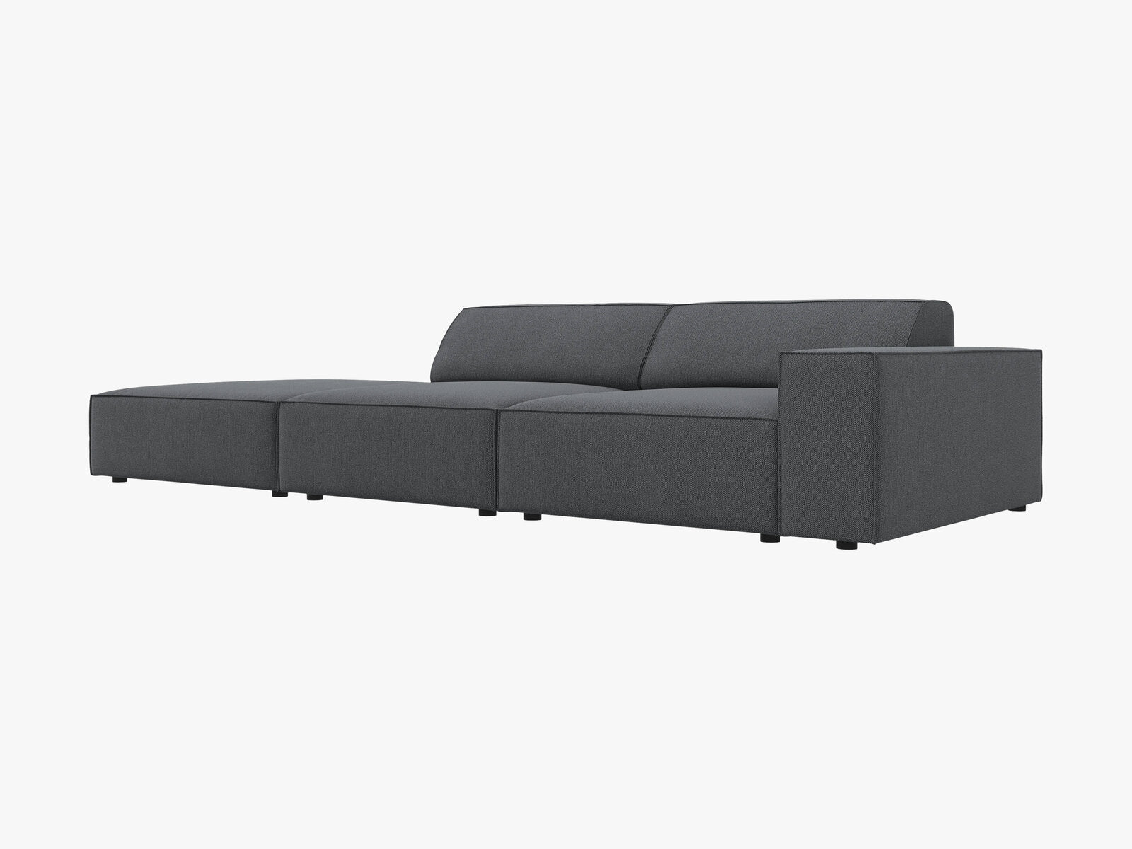 Micadoni Sofa Jodie 3-Sitzer Links Strukturierter Stoff Megan Dunkelgrau