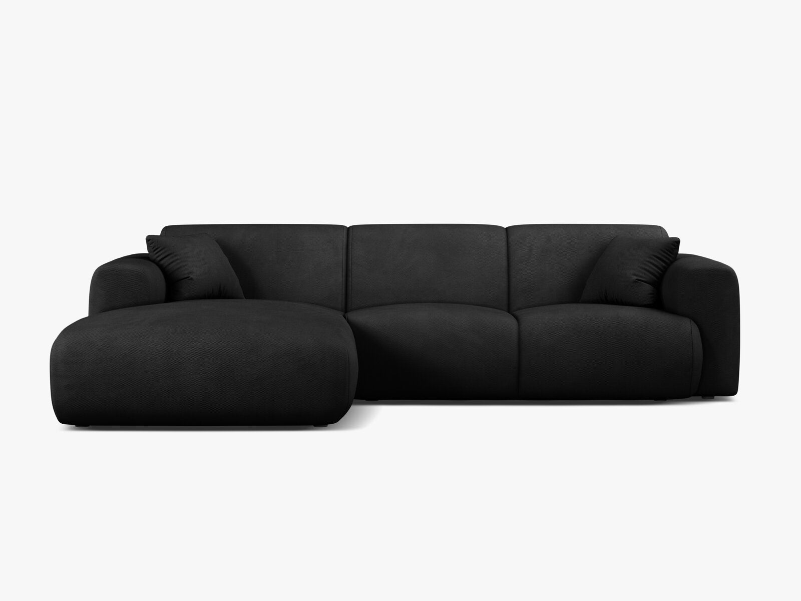 Micadoni Ecksofa Molino 4-Sitzer Links Strukturierter Stoff Rebel Schwarz