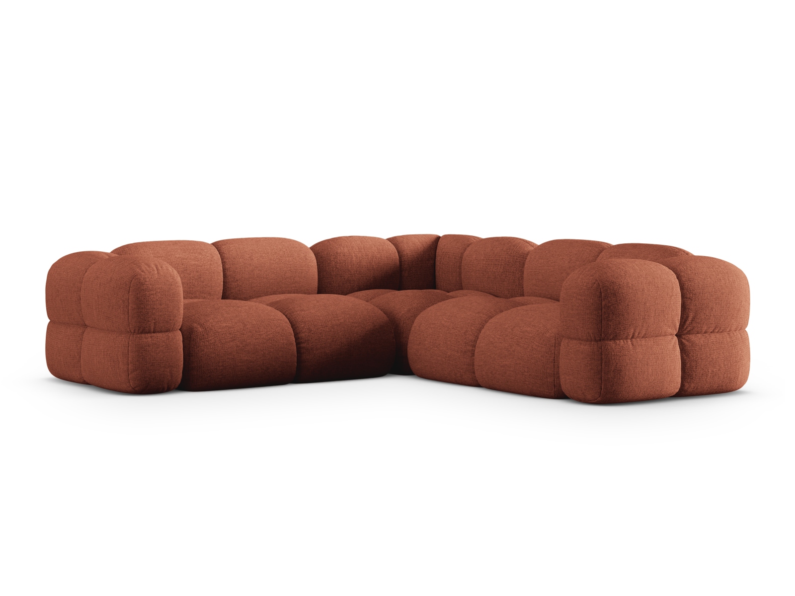Cosmopolitan Design Symmetrisches Ecksofa Loretto 4-Sitzer Strukturierter Stoff Sorella Koralle