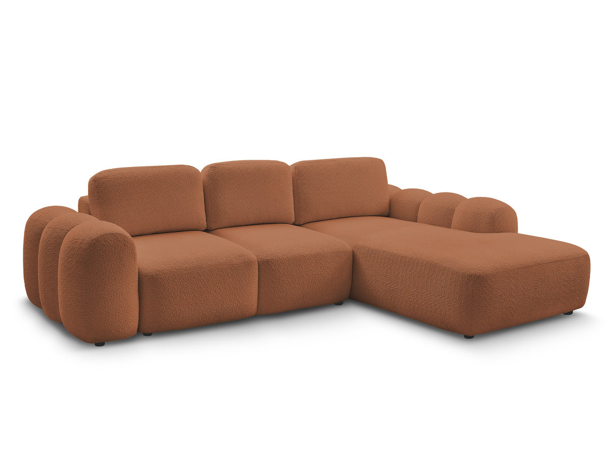 Bobochic Montaigne Ecksofa mit Schlaffunktion und Bettkasten 288 × 196 cm Bouclé-Stoff Orange Ecke rechts