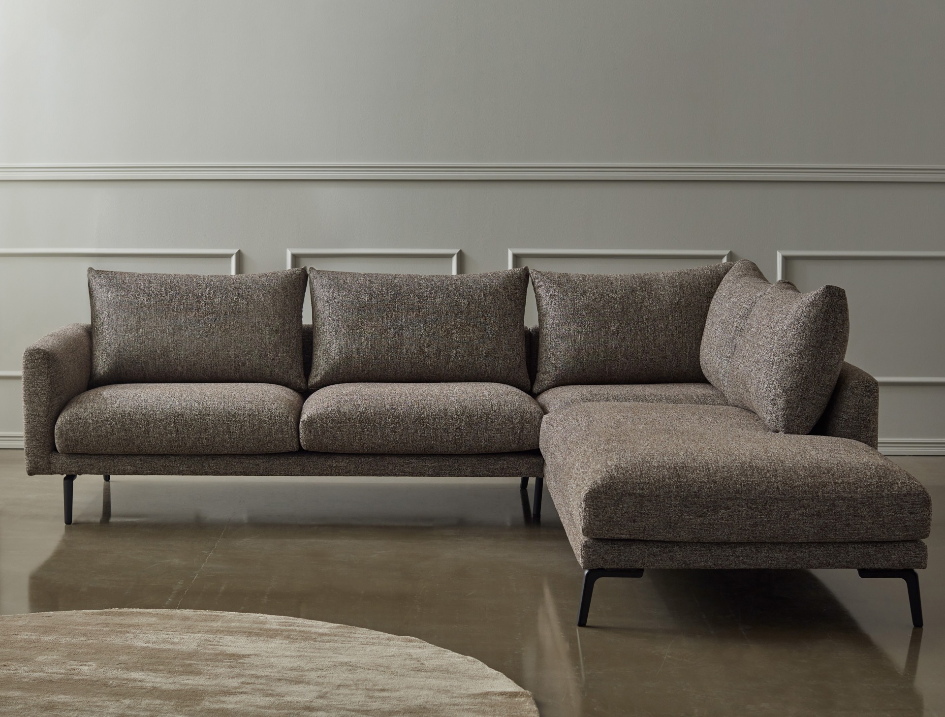 Ecksofa Karl Chaiselongue links mit 2,5-Sitzer Denari-Clean-Beige