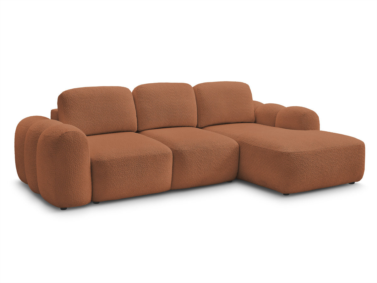 Bobochic Montaigne Ecksofa mit Schlaffunktion und Bettkasten 276 × 164 cm Bouclé-Stoff Orange Ecke rechts