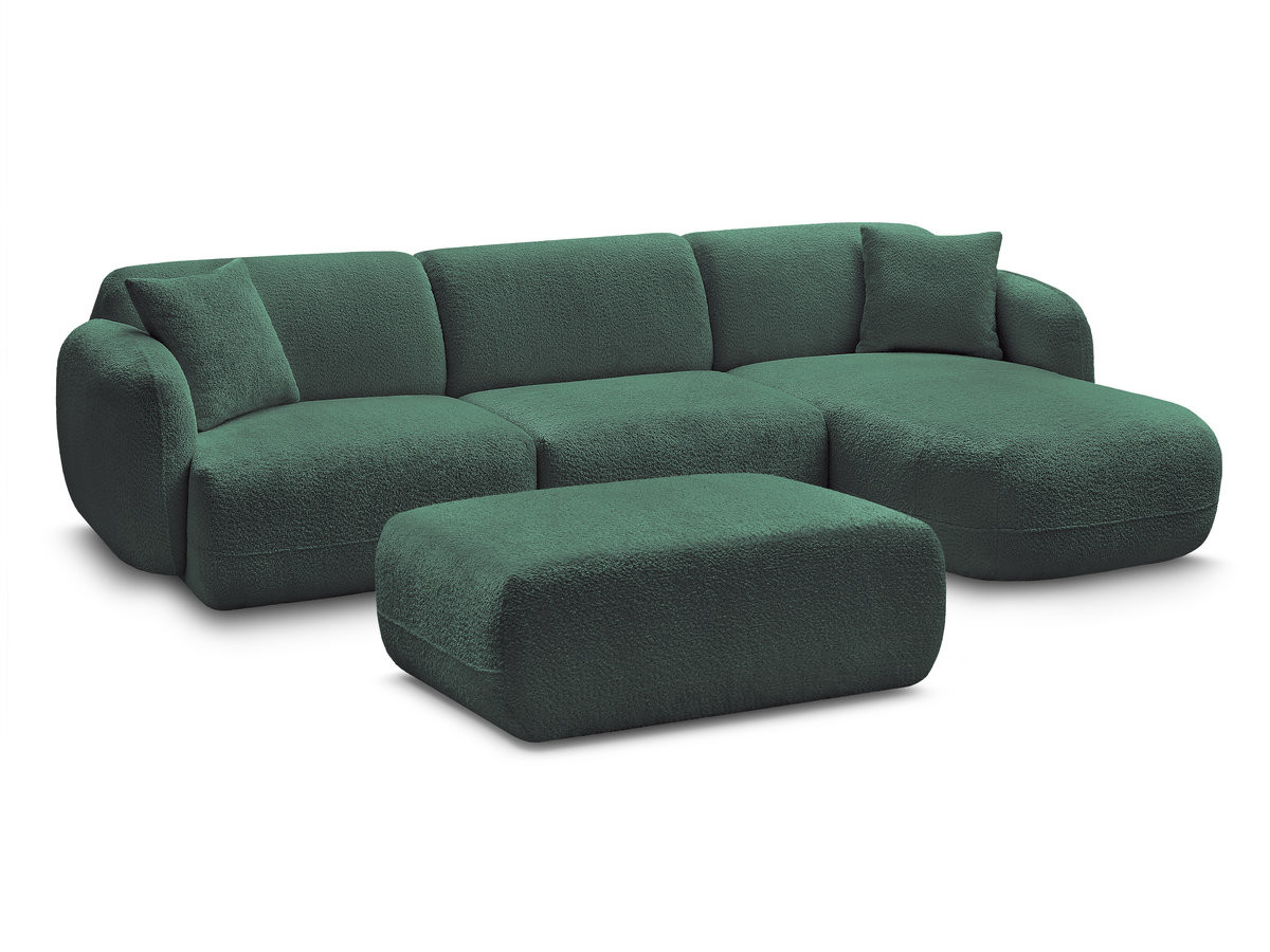 Bobochic Anda Ecksofa mit Pouf 292 × 163 cm Chenille Dunkelgrün Ecke rechts