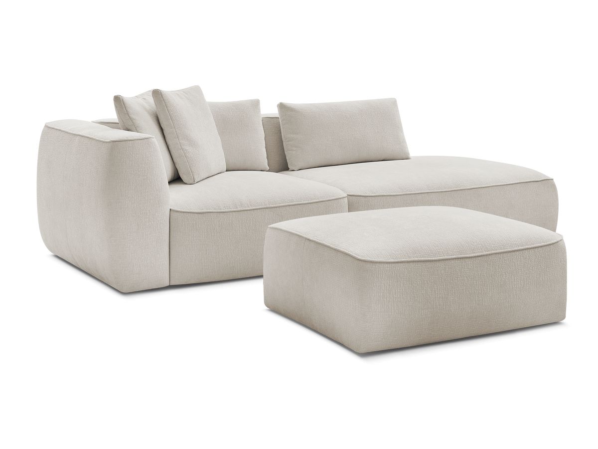 Bobochic Leopold Sofa 4-Sitzer mit Pouf Strukturstoff Beige Armlehne links