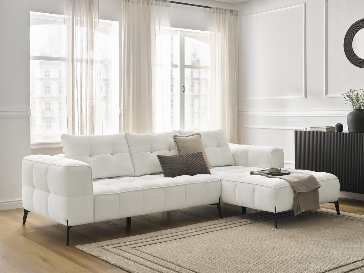 Bobochic Anis Ecksofa Strukturstoff Weiß Ecke rechts
