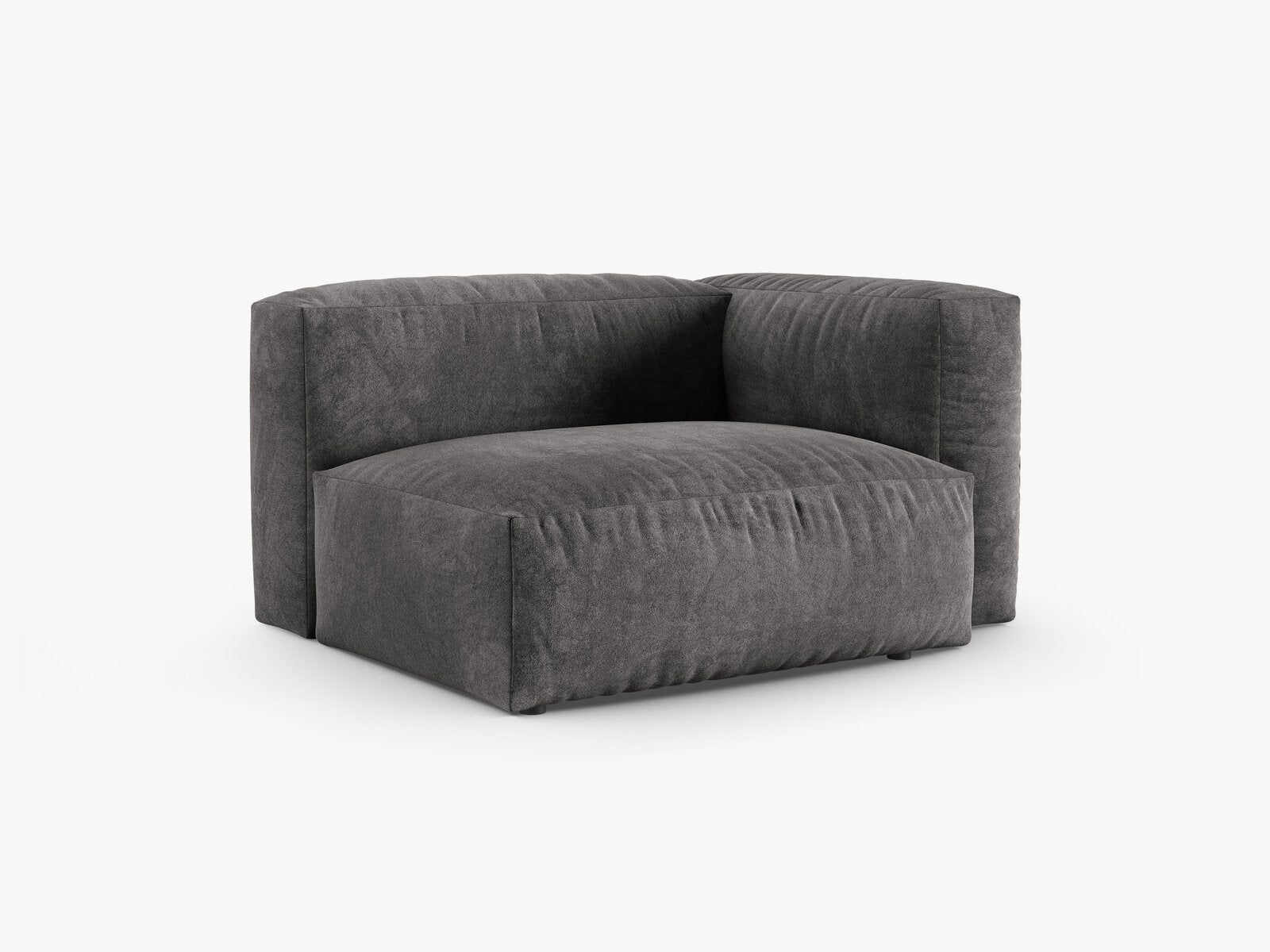 Micadoni Eckmodul mit Armlehne Martina 1-Sitzer 90cm Sitztiefe Rechts Samt Vogue Grau