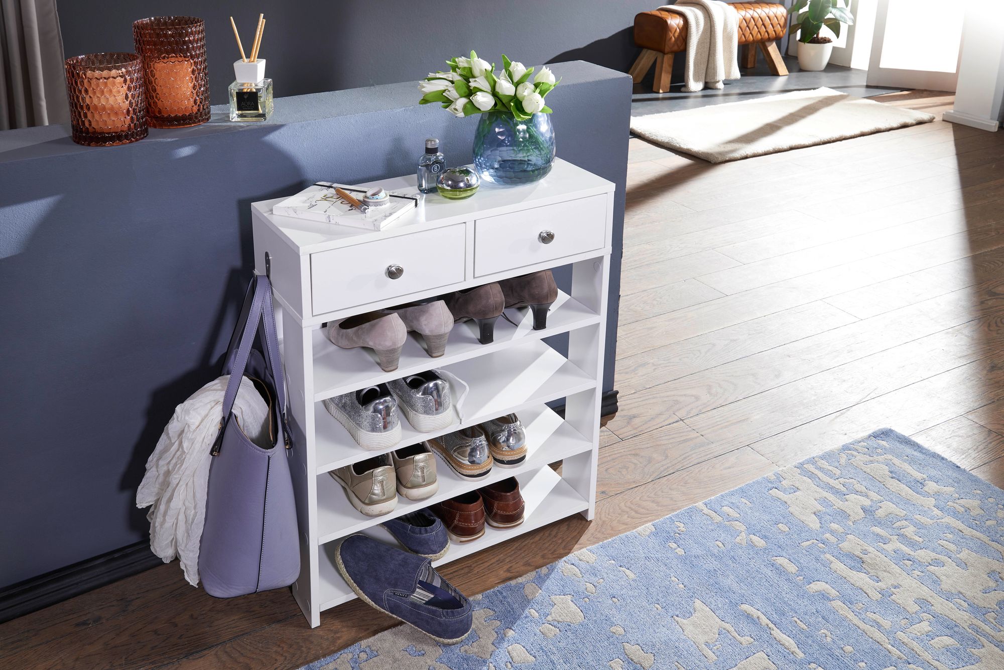 Schuhregal Suldrup Weiß 60 × 24 × 79 cm