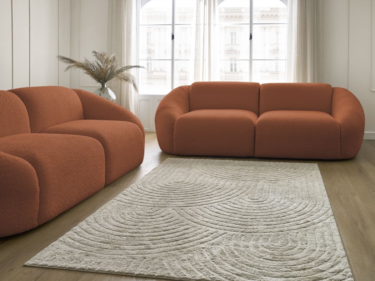 Bobochic Tina Sofa 5-Sitzer Bouclé-Stoff Orange